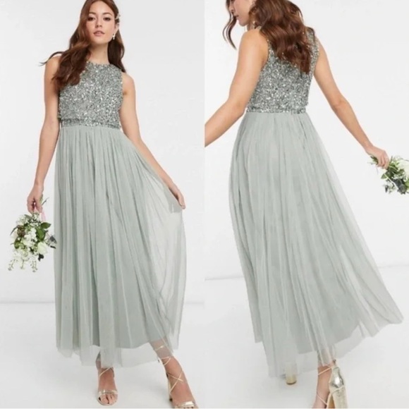 LIKE NEW Maya Deluxe Sequin Dress Mint Green 18 - Picture 5 of 5